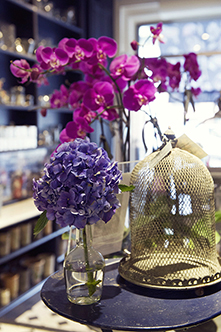 Orchids and hydrangeas from Wild at Heart